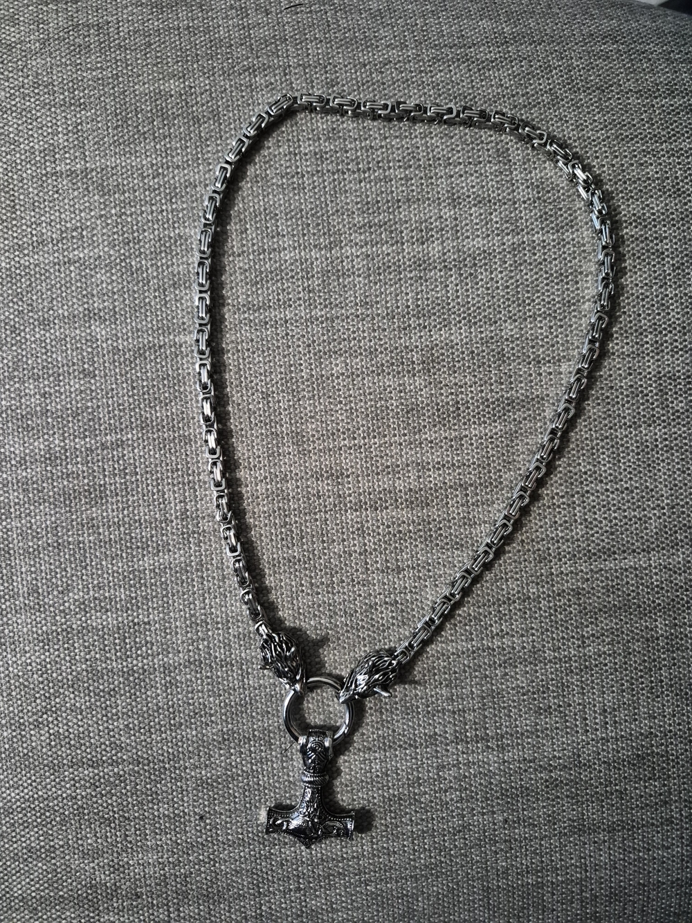 Silver Tone Chain Necklace with Hammer Pendant